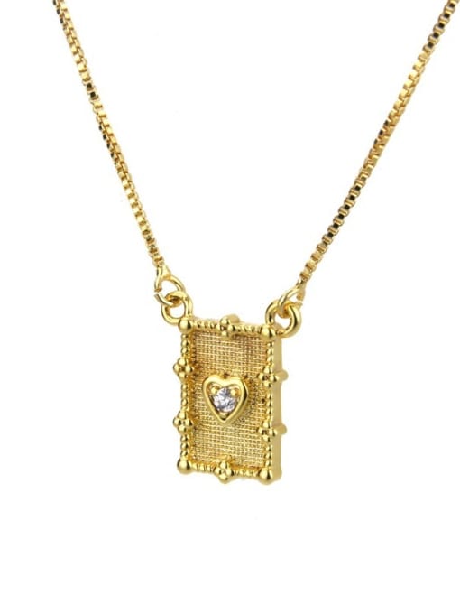 gold-plated Brass Rhinestone Rectangle Vintage Necklace