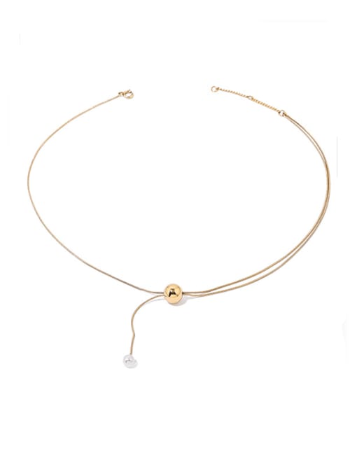 golden Brass Geometric Minimalist Tassel Necklace