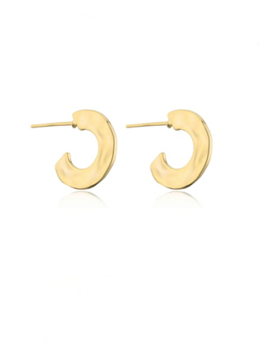 41518 Brass Smooth Geometric Minimalist Stud Earring