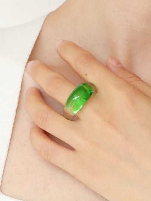 Five Color Hand Green Glass   Geometric Trend Band Ring 1