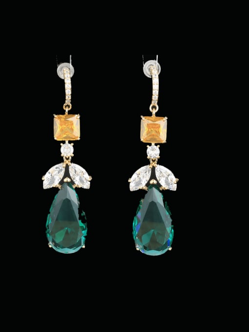 OUOU Brass Cubic Zirconia Water Drop Luxury Cluster Earring 3