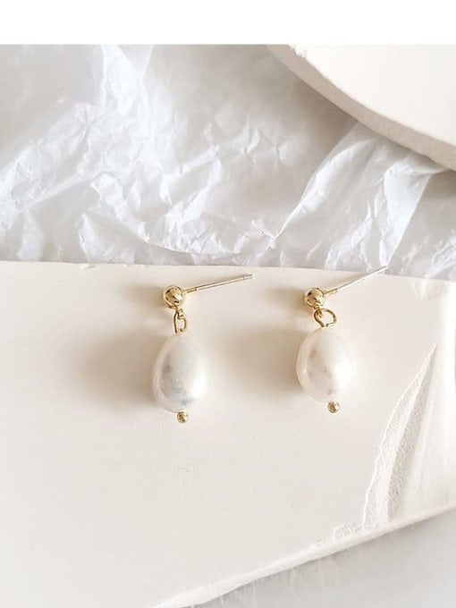 gold Copper Irregular freshwater pearls Drop Trend Korean Fashion Earring