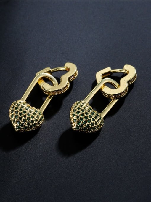 AOG Brass Cubic Zirconia Heart Vintage Huggie Earring 2