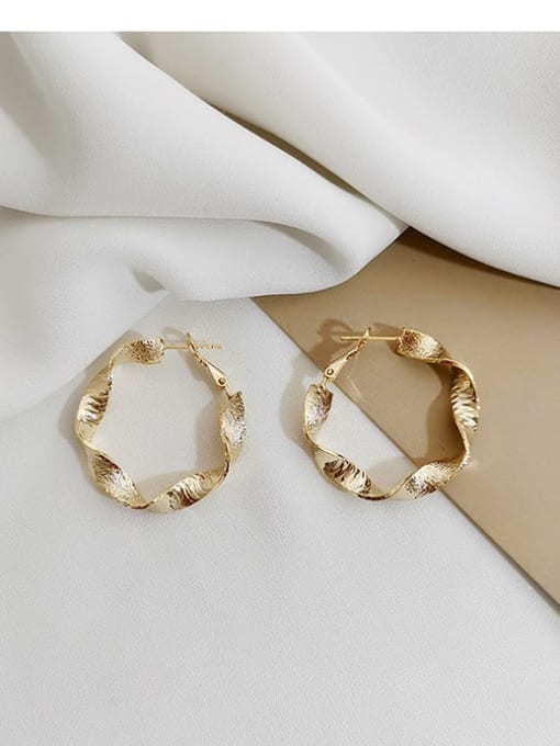 18K gold Copper Round Minimalist Hoop Trend Korean Fashion Earring