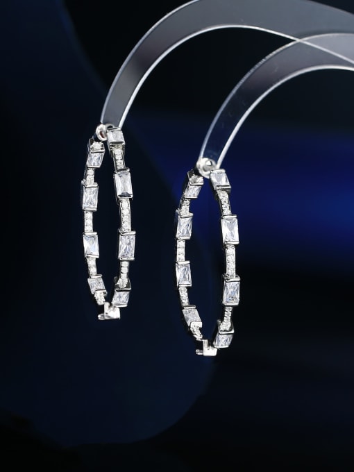 white Brass Cubic Zirconia Geometric Luxury Huggie Earring