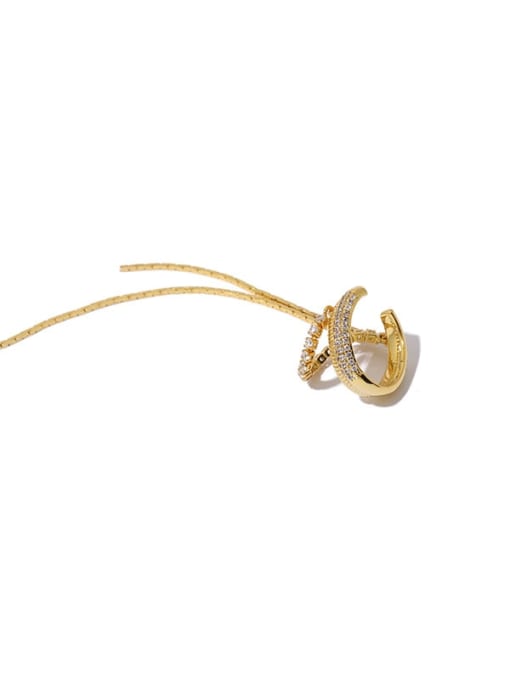 double layer tassel Earbone clip Brass Cubic Zirconia Tassel Vintage Single Earring(Single-Only One)