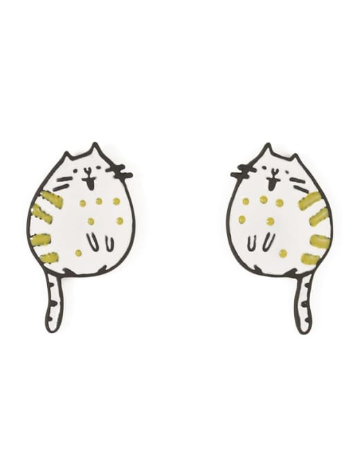 Five Color Alloy Enamel Cat Cute Stud Earring 0