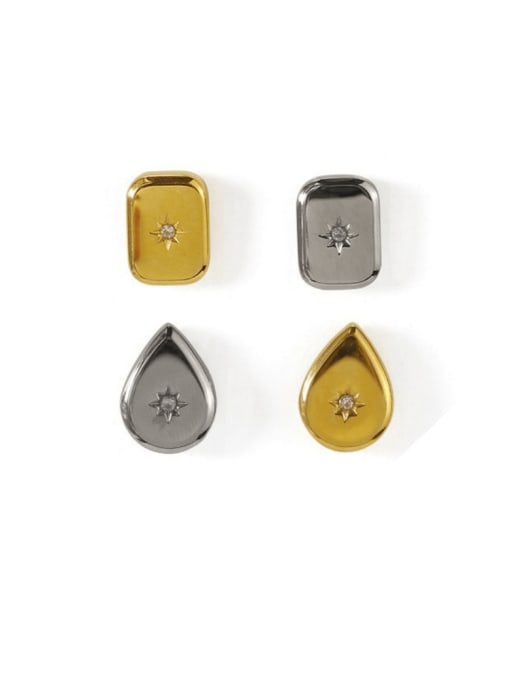 ACCA Titanium Steel Cubic Zirconia Water Drop Minimalist Stud Earring 4