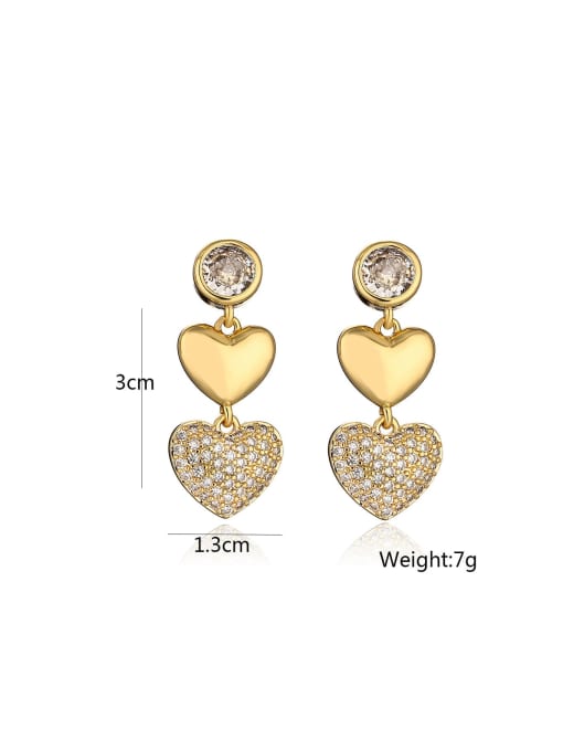 AOG Brass Cubic Zirconia Heart Dainty Stud Earring 2