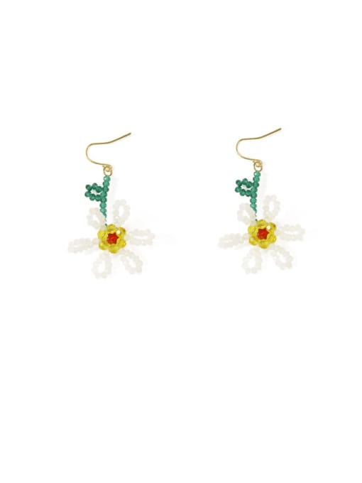 Five Color Brass Imitate Crystal Flower Minimalist Hook Earring 0