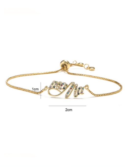 AOG Brass Cubic Zirconia Letter Vintage Adjustable Bracelet 3