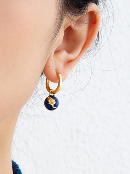 Five Color Brass Enamel Geometric Vintage Huggie Earring 2