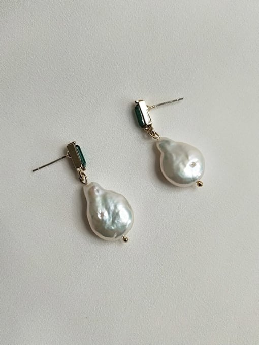 Baroque natural pearl Copper Freshwater Pearl Irregular Minimalist Drop Trend Korean Fashion Earring