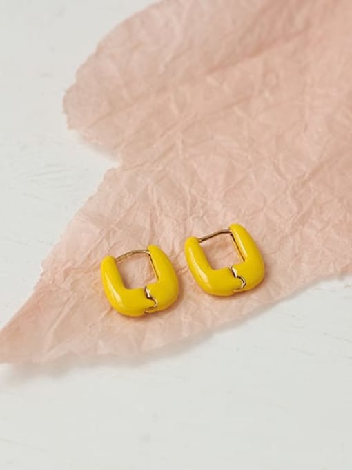 ACCA Brass Enamel Square Minimalist Huggie Earring 0