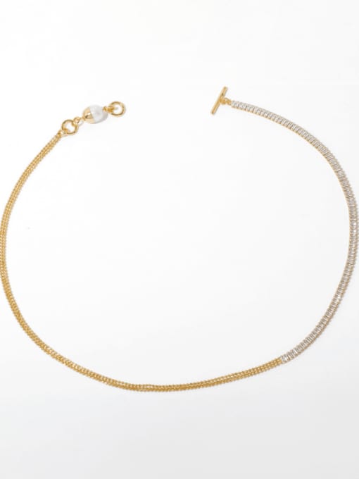 Splicing Necklace Brass Cubic Zirconia Star Vintage Necklace