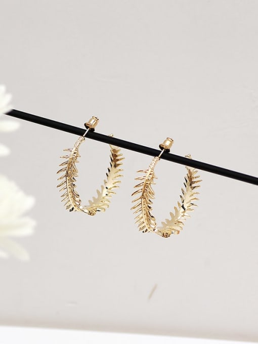14K gold Copper aesthetic C shaped fishbone Trend Korean Fashion Earrings