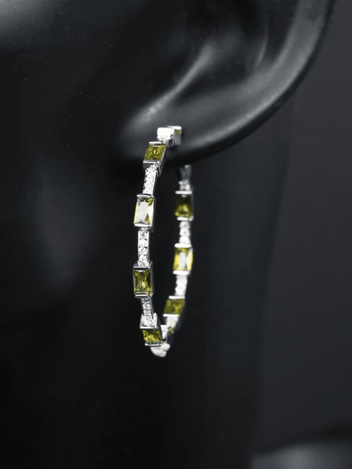 OUOU Brass Cubic Zirconia Geometric Luxury Huggie Earring 3