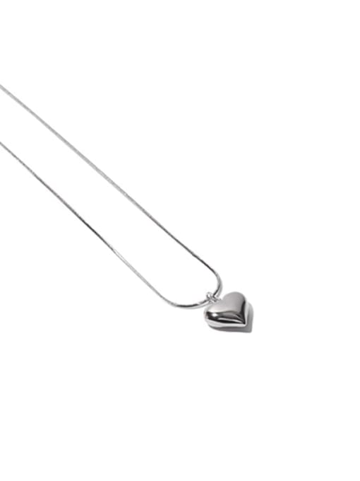 Platinum Brass Heart Minimalist Necklace