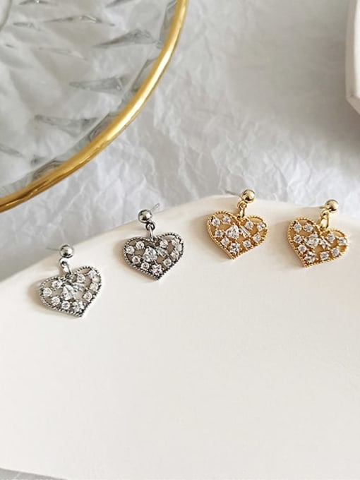 HYACINTH Copper Cubic Zirconia Heart Cute Stud Trend Korean Fashion Earring 2