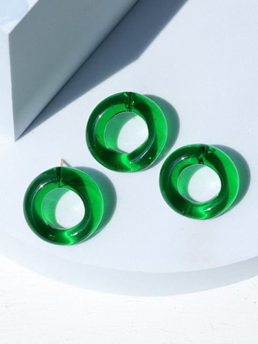 Five Color Hand  Glass Geometric Minimalist Round Shape Single Earring(Single-Only One) 2