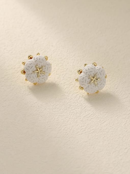HYACINTH Brass Resin Flower Minimalist Stud Trend Korean Fashion Earring 2