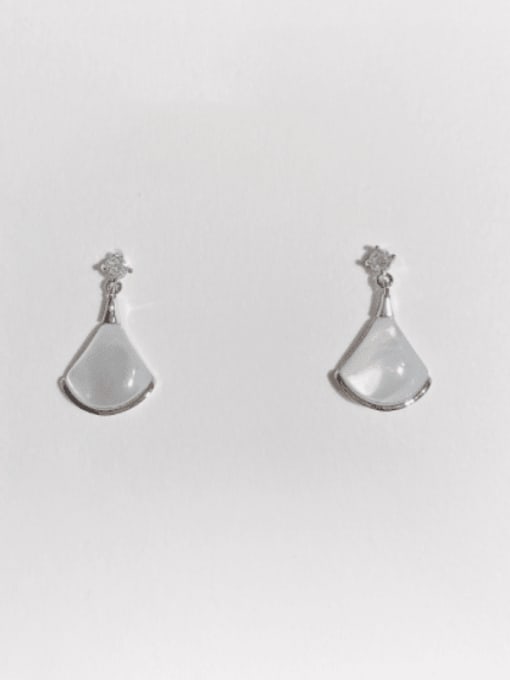 Platinum plated shell earrings Brass Shell Triangle Minimalist Stud Earring