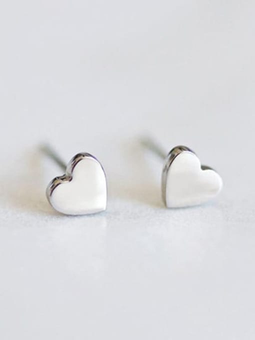 Steel color Stainless steel Heart Minimalist Stud Earring