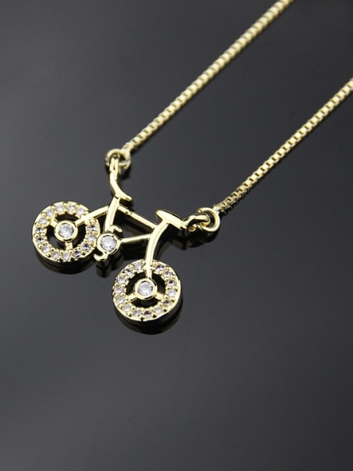 renchi Brass Cubic Zirconia  Minimalist Bike Pendant   Necklace 1