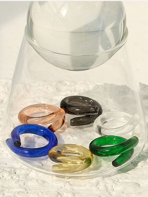ACCA Coloured Glaze Geometric Minimalist Band Ring 3