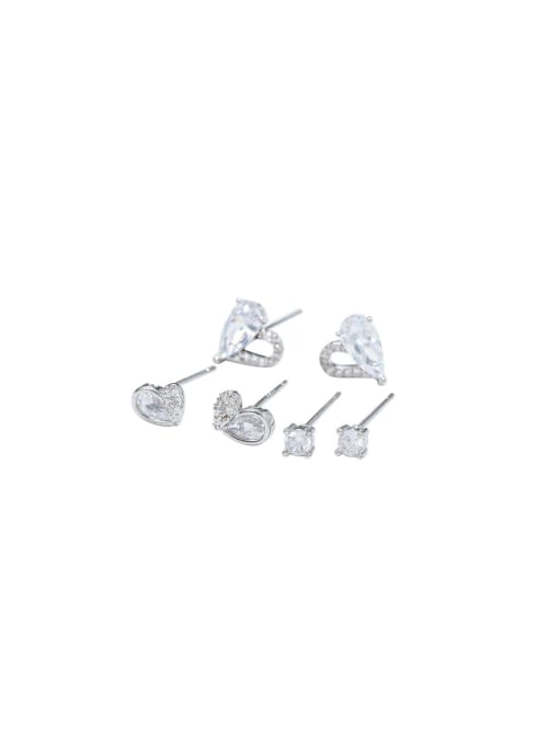Steel color ED00549 Brass Cubic Zirconia Heart Dainty Stud Earring
