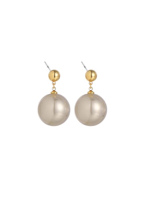 Champagne Gold Pearl Brass Bead Round Minimalist Drop Earring