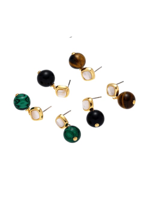 Five Color Brass Malchite Geometric Vintage Drop Earring 2