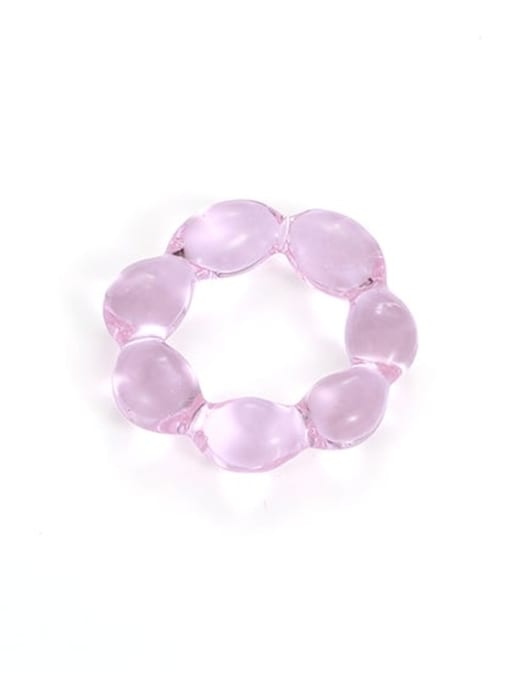 Pink Hand Glass Multi Color Flower Minimalist Band Ring