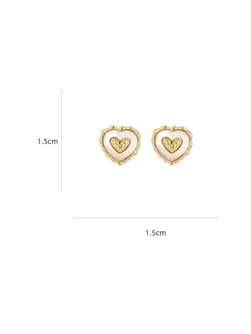 Five Color Brass Shell Heart Minimalist Stud Earring 3