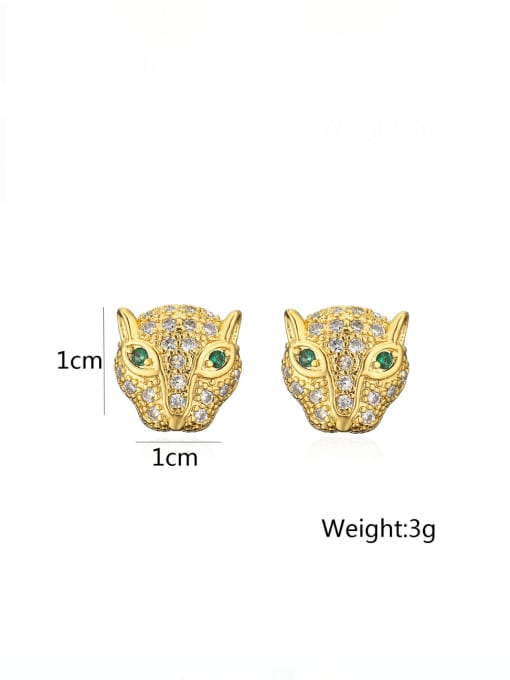 42623 Brass Cubic Zirconia Animal Vintage Stud Earring