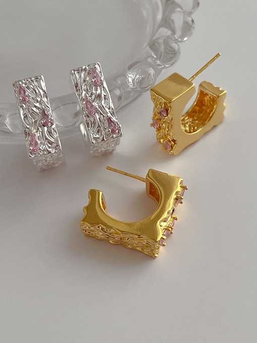 ZRUI Brass Geometric Trend Stud Earring