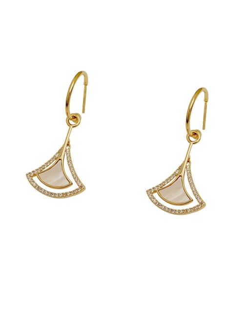 HYACINTH Brass Shell Geometric Minimalist Hook Earring