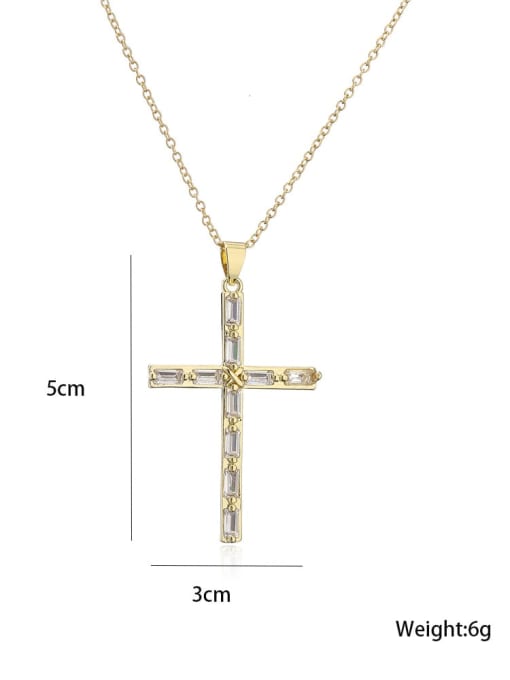 AOG Brass Cubic Zirconia Cross Ethnic Regligious Necklace 1