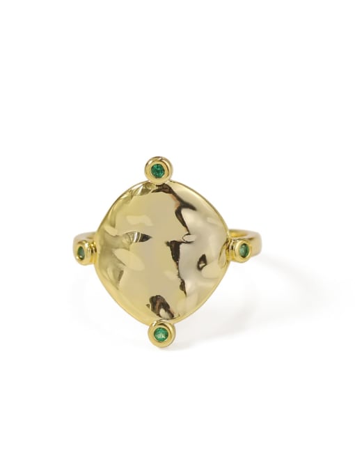 gold  green  Zircon Brass Rhinestone Geometric Minimalist Band Ring