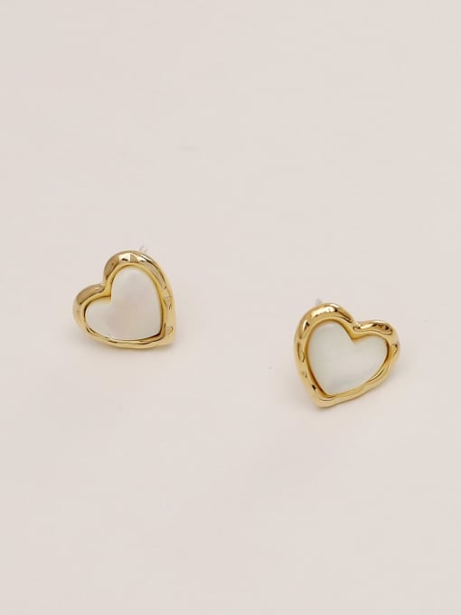 HYACINTH Brass Shell Heart Minimalist Stud Trend Korean Fashion Earring 3