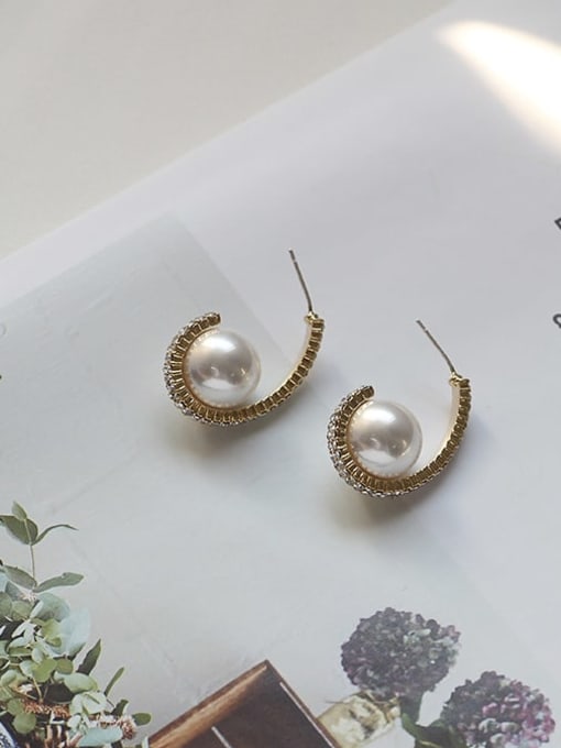 HYACINTH Copper Imitation Pearl Irregular Vintage Stud Trend Korean Fashion Earring 3