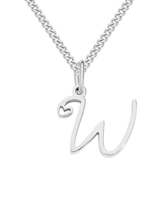 W  steel color Stainless steel Letter Minimalist Necklace