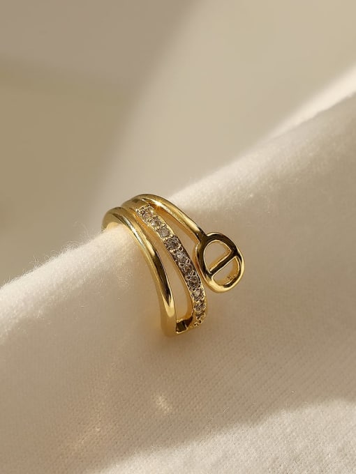 HYACINTH Brass Cubic Zirconia Geometric Vintage Clip Trend Korean Fashion Earring (single) 3