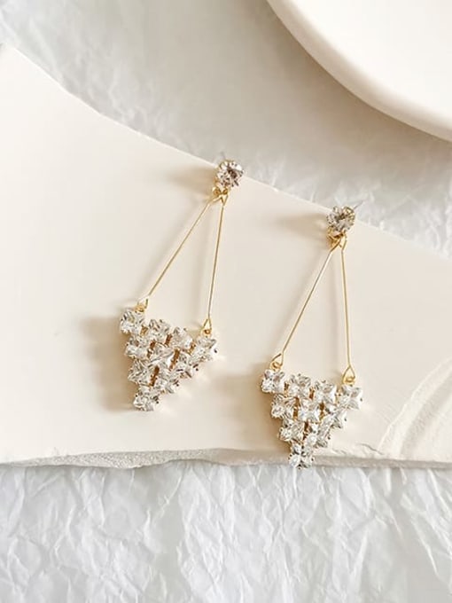 14K gold Copper Cubic Zirconia Geometric Dainty Drop Trend Korean Fashion Earring