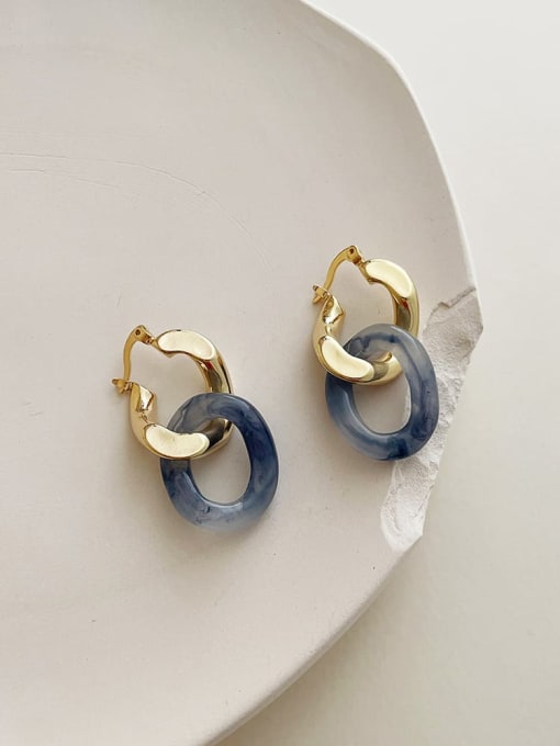Blue one with two Earrings Alloy Resin Geometric Vintage Stud Earring