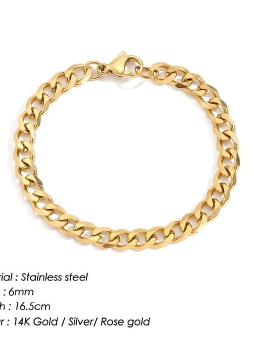 Gold 6mm 16.5cm Stainless steel Irregular Vintage Link Bracelet