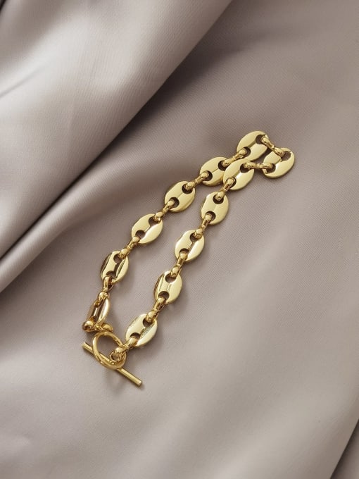 14k gold Brass Hollow Geometric Chain Vintage Link Bracelet