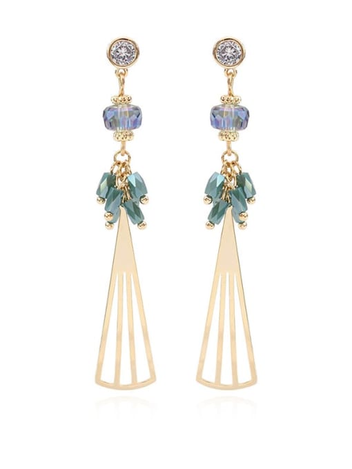 Gold light blue crystal Copper Crystal Geometric Minimalist Drop Trend Korean Fashion Earring