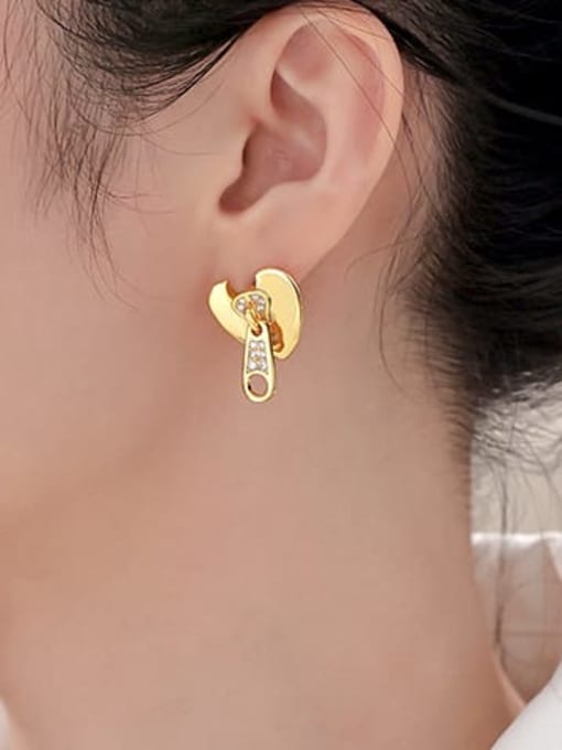 ACCA Brass Heart Vintage Huggie Earring 1