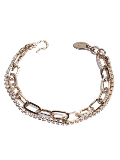 The coarse chain Brass Freshwater Pearl Geometric Hip Hop Strand Bracelet
